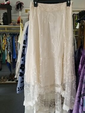 Ivory Lace Layered Maxi Skirt